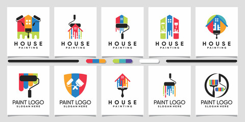 Set of paint logo design illustration with creative element Premium Vector