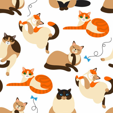 cats make up a seamless pattern