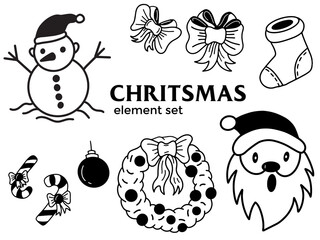Set of christmas design illustration outline elements vector