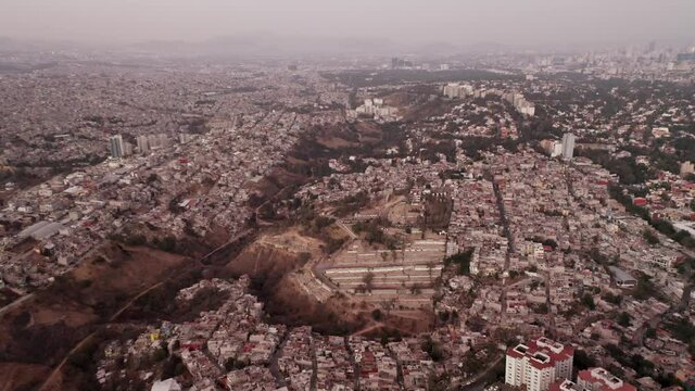 Birds eye view of La Enramada cityscape in Mexico city at day