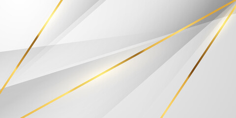 Abstract white and gray background with gorgeous golden line decoration. Luxurious.