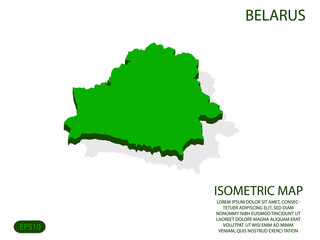 Green isometric map of Belarus elements white background for concept map easy to edit and customize. eps 10