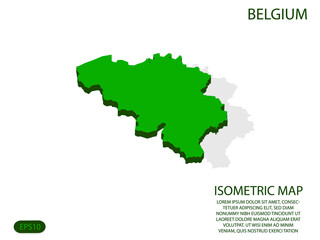 Green isometric map of Belgium elements white background for concept map easy to edit and customize. eps 10