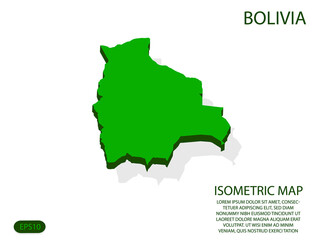 Green isometric map of Bolivia elements white background for concept map easy to edit and customize. eps 10