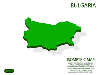 Green isometric map of Bulgaria elements white background for concept map easy to edit and customize. eps 10