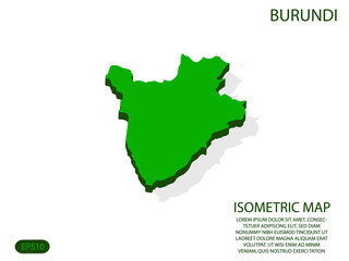 Green isometric map of Burundi elements white background for concept map easy to edit and customize. eps 10