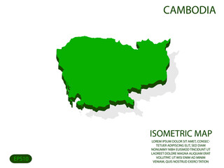 Green isometric map of Cambodia elements white background for concept map easy to edit and customize. eps 10