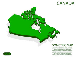 Green isometric map of Canada elements white background for concept map easy to edit and customize. eps 10
