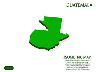 Green isometric map of Guatemala elements white background for concept map easy to edit and customize. eps 10