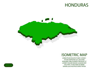 Green isometric map of Honduras elements white background for concept map easy to edit and customize. eps 10