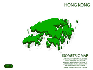 Green isometric map of Hong Kong elements white background for concept map easy to edit and customize. eps 10