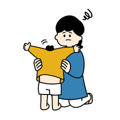 育児に疲れた母親　カラー