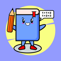 Book mascot cartoon as clever student with book cute style design for t-shirt, sticker, logo element
