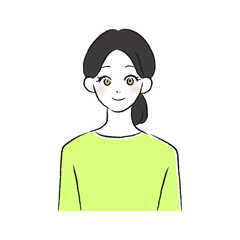正面を向いた女性のイラスト