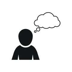 Thinking man icon  dream cloud  person with question bubble vector illustration