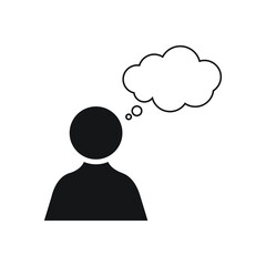 Thinking man icon  dream cloud  person with question bubble vector illustration