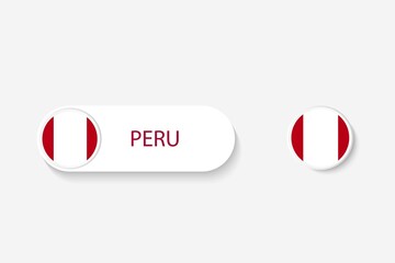 Peru button flag in illustration of oval shaped with word of Peru. And button flag Peru.