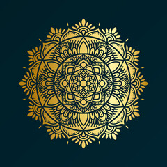 Golden mandala radial ornament illustration