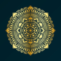 Golden mandala art radial ornament
