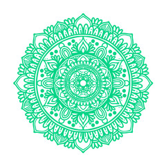 green mandala illustration design with radial ornament