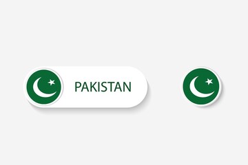 Pakistan button flag in illustration of oval shaped with word of Pakistan. And button flag Pakistan.