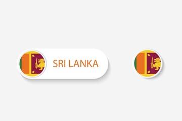 Sri Lanka button flag in illustration of oval shaped with word of Sri Lanka. And button flag Sri Lanka.