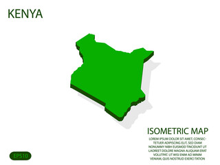 Green isometric map of Kenya elements white background for concept map easy to edit and customize. eps 10