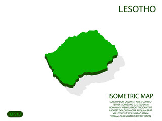 Green isometric map of Lesotho elements white background for concept map easy to edit and customize. eps 10