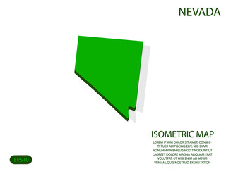 Green isometric map of Nevada elements white background for concept map easy to edit and customize. eps 10