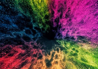 カラフルな光の粒子が飛び散った抽象的なイラスト