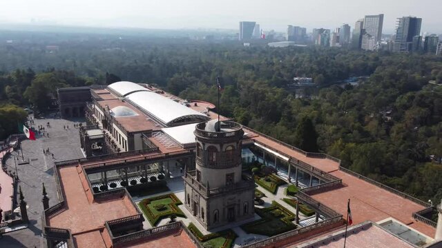 Aerial view over the tower of Chapultepec Castle