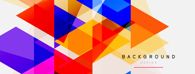 Fototapeta premium Color triangles composition, geometric abstract background. Techno or business concept, pattern for wallpaper, banner, background, landing page