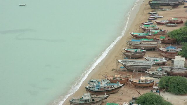 Fishing Boats On Beautiful Beach In Gwadar Balochistan In Pakistan