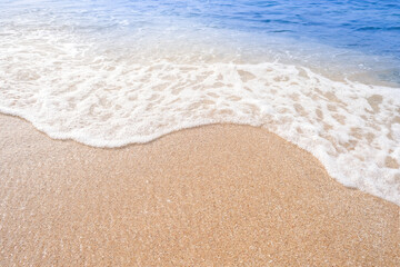 Fototapeta na wymiar High angle view of the sea and sandy beach on the island, beautiful blue water.