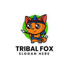 Vector Logo Illustration Tribal Fox Simple Mascot Style.