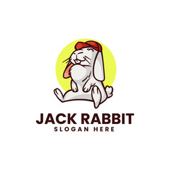 Vector Logo Illustration Rabbit Mascot Cartoon Style.