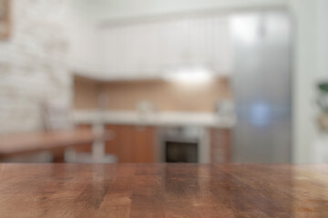 Fototapeta na wymiar wooden table in the kitchen