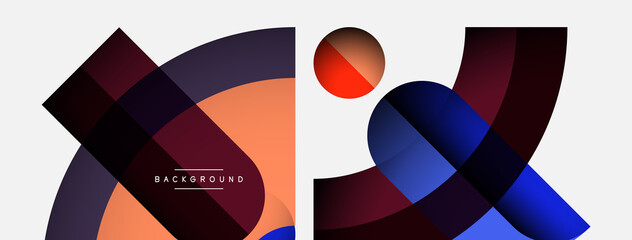 Geometric abstract background. Round shapes, circles, lines composition for wallpaper banner background or landing page