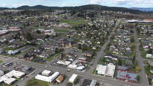 Cinematic 4K aerial drone footage of Portage, Horizon Heights areas in Anacortes and surrounding area of this charming, quaint old town near Seattle, Washington