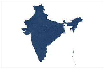 dark blue india district map illustration on white background