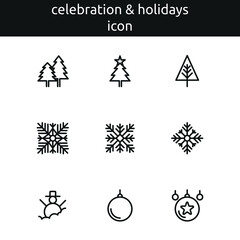 celebration and holidays icon set outline style 
