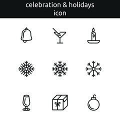 celebration and holidays icon set outline style 