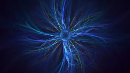 3D rendering abstract blue fractal light background