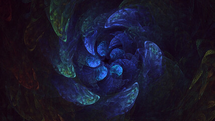 Obraz premium 3D rendering abstract blue fractal light background