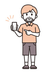 スマホを見せる男性のイラスト素材