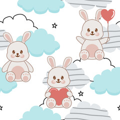 Cute bear cartoon seamless pattern, lovely teddy seamless pattern, Creative for  kids texture for fabric, wrapping, textile, wallpaper, apparel. Vector illustration background.