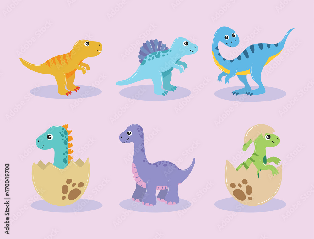 Canvas Prints set of cartoon dinosaurs