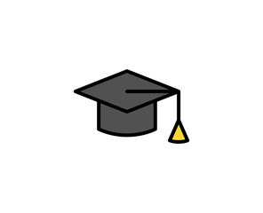 Graduation cap line icon. High quality outline symbol for web design or mobile app. Thin line sign for design logo. Color outline pictogram on white background