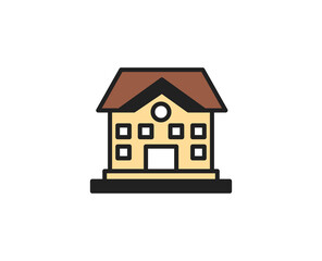 School building line icon. High quality outline symbol for web design or mobile app. Thin line sign for design logo. Color outline pictogram on white background