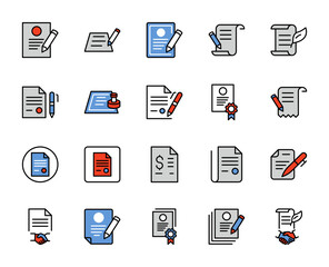 Partnership set line icons in flat design with elements for web site design and mobile apps.  Collection modern infographic logo and symbol. Business vector line pictogram